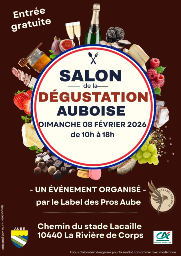 Affiche du Salon de la Dégustation Auboise organisé par Le Label des Pros